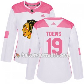 Naisten NHL Chicago Blackhawks Pelipaita Jonathan Toews 19 Adidas 2017-2018 Valkoinen Vaaleanpunainen Fashion Authentic